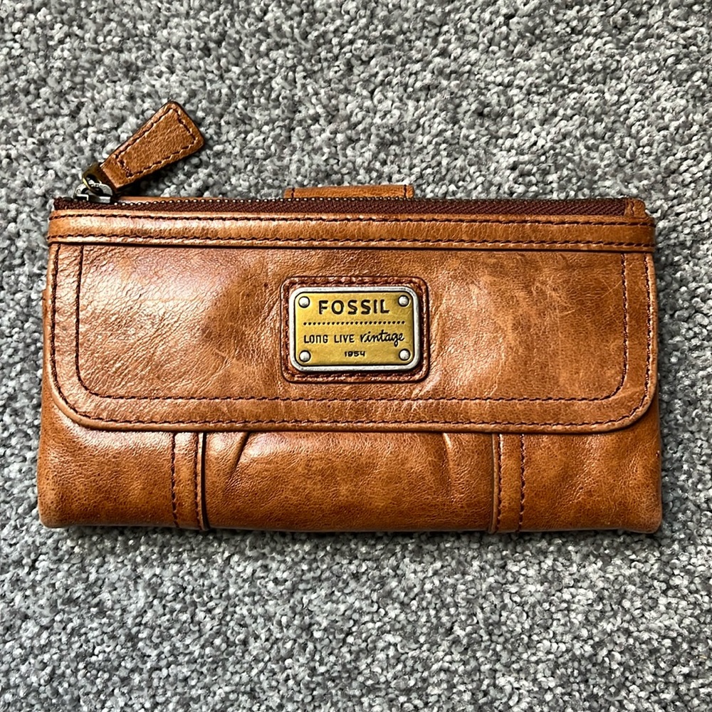 Vintage Fossil Wallet Brown, Tan